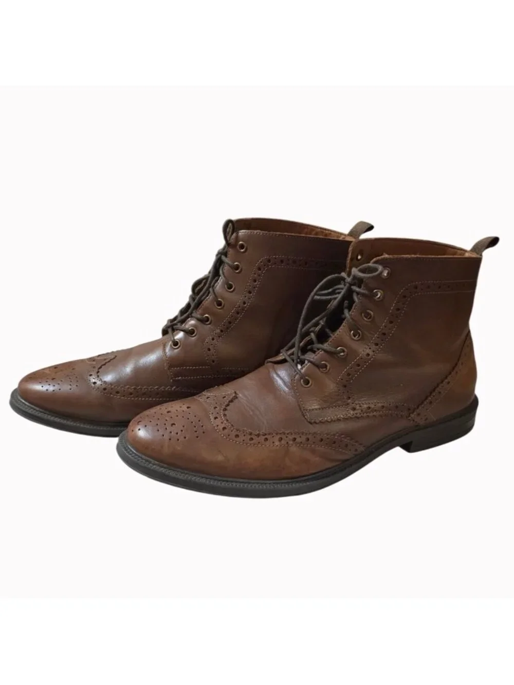Stafford Deacon Men's Leather Wingtip Brogue Boots Brown Size 13M F21668 Great C